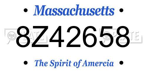 8Z42658 Massachusetts License Plate