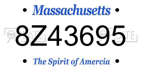 8Z43695 Massachusetts License Plate