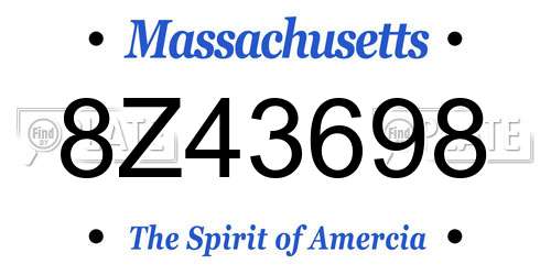 8Z43698 Massachusetts License Plate