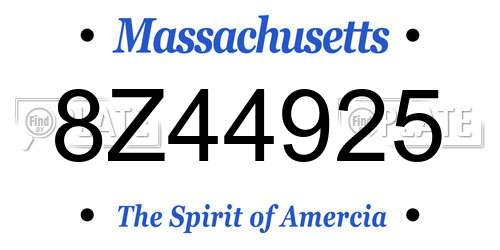8Z44925 Massachusetts License Plate
