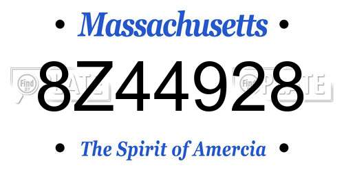 8Z44928 Massachusetts License Plate