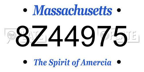 8Z44975 Massachusetts License Plate
