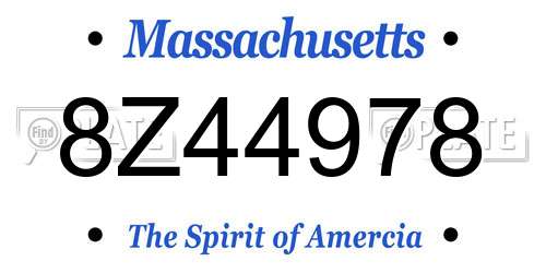 8Z44978 Massachusetts License Plate