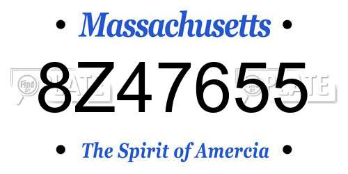 8Z47655 Massachusetts License Plate