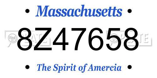 8Z47658 Massachusetts License Plate