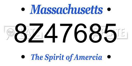 8Z47685 Massachusetts License Plate