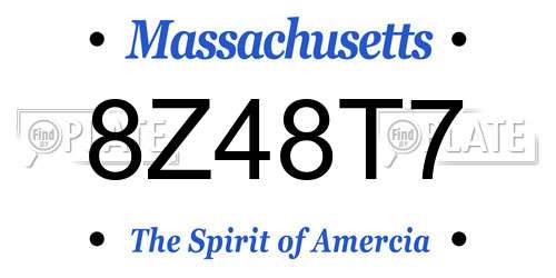 8Z48T7 Massachusetts License Plate