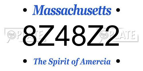 8Z48Z2 Massachusetts License Plate