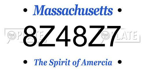 8Z48Z7 Massachusetts License Plate