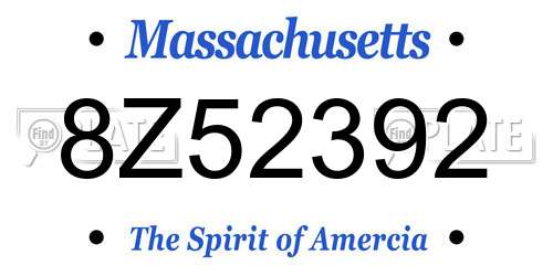 8Z52392 Massachusetts License Plate
