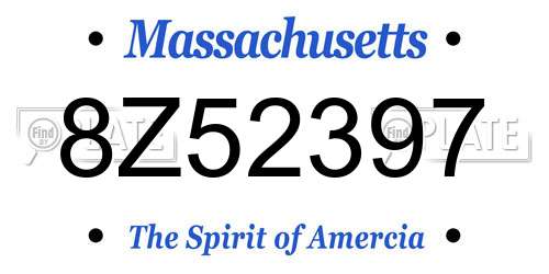 8Z52397 Massachusetts License Plate