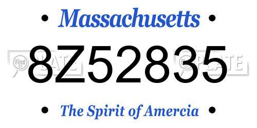 8Z52835 Massachusetts License Plate