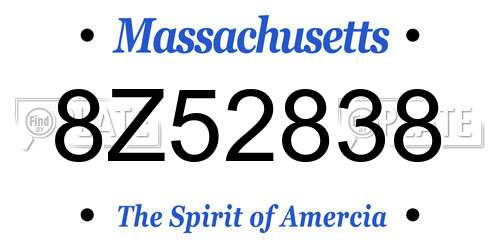 8Z52838 Massachusetts License Plate