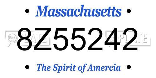 8Z55242 Massachusetts License Plate