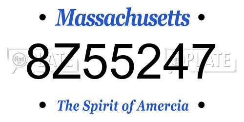 8Z55247 Massachusetts License Plate