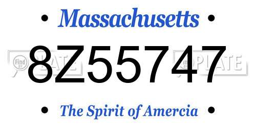 8Z55747 Massachusetts License Plate