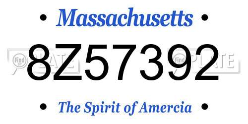 8Z57392 Massachusetts License Plate