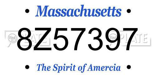 8Z57397 Massachusetts License Plate