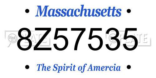 8Z57535 Massachusetts License Plate