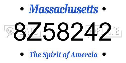 8Z58242 Massachusetts License Plate