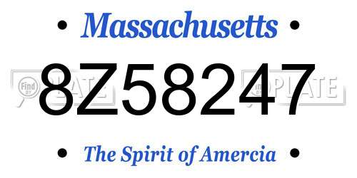 8Z58247 Massachusetts License Plate