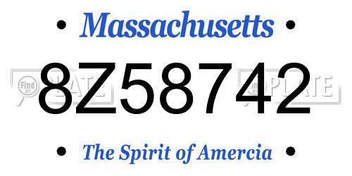 8Z58742 Massachusetts License Plate
