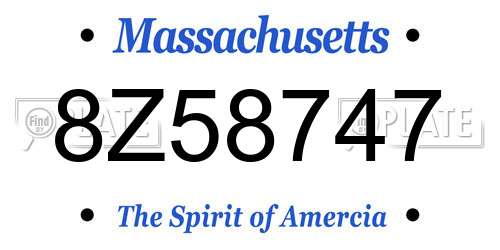 8Z58747 Massachusetts License Plate