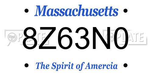 8Z63N0 Massachusetts License Plate