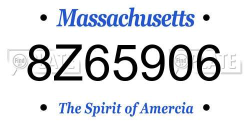 8Z65906 Massachusetts License Plate
