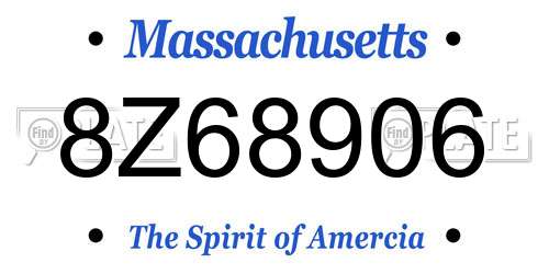 8Z68906 Massachusetts License Plate