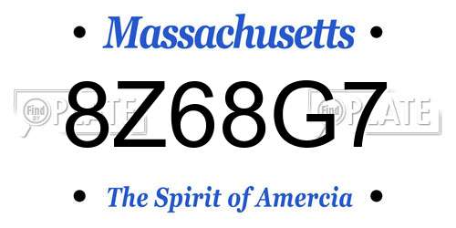 8Z68G7 Massachusetts License Plate