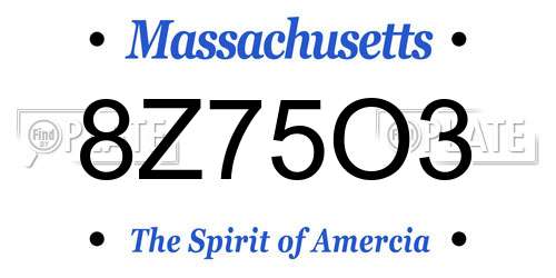 8Z75O3 Massachusetts License Plate