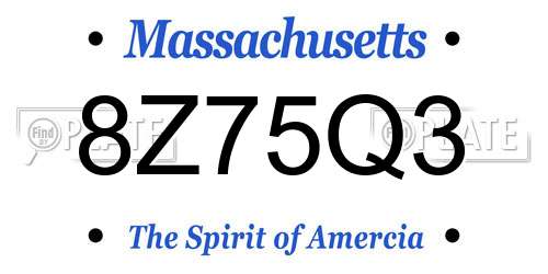 8Z75Q3 Massachusetts License Plate