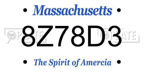 8Z78D3 Massachusetts License Plate