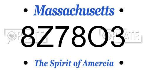 8Z78O3 Massachusetts License Plate