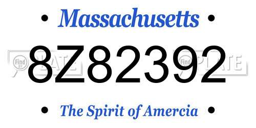 8Z82392 Massachusetts License Plate