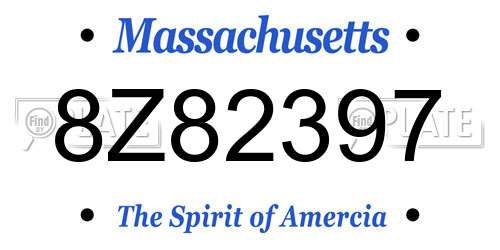 8Z82397 Massachusetts License Plate