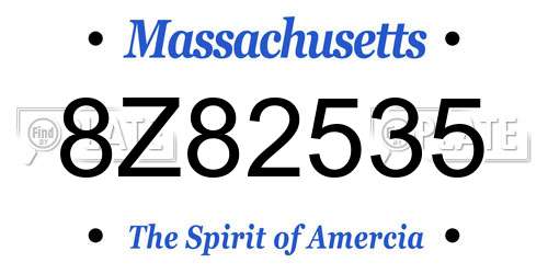 8Z82535 Massachusetts License Plate