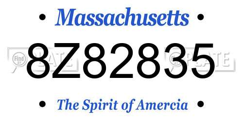 8Z82835 Massachusetts License Plate