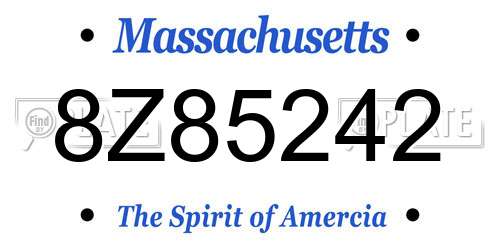 8Z85242 Massachusetts License Plate