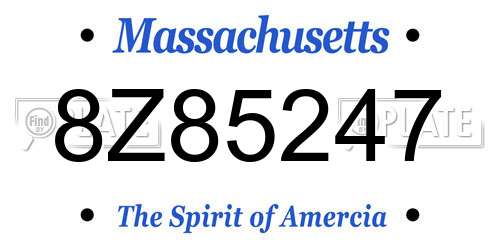 8Z85247 Massachusetts License Plate