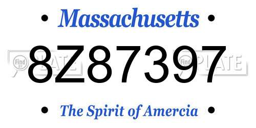 8Z87397 Massachusetts License Plate