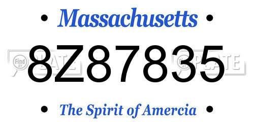 8Z87835 Massachusetts License Plate