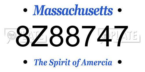 8Z88747 Massachusetts License Plate