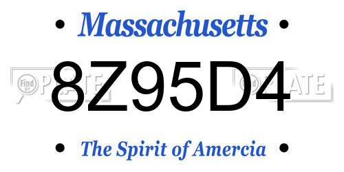 8Z95D4 Massachusetts License Plate