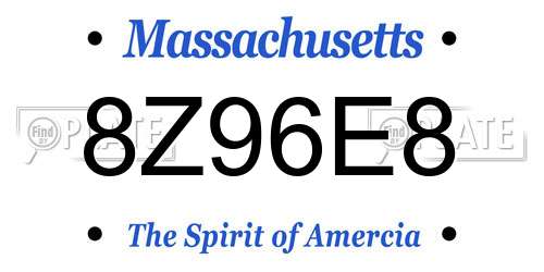 8Z96E8 Massachusetts License Plate