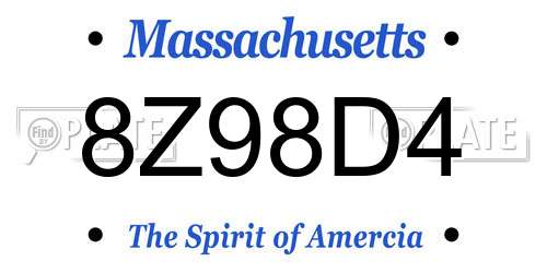 8Z98D4 Massachusetts License Plate