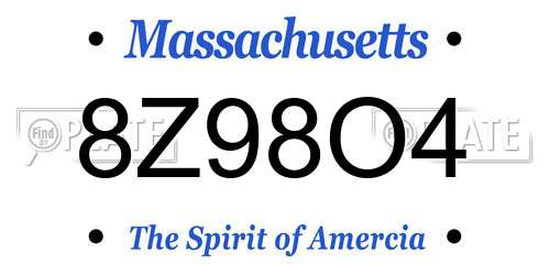 8Z98O4 Massachusetts License Plate