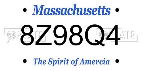 8Z98Q4 Massachusetts License Plate