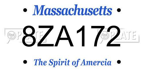 8ZA172 Massachusetts License Plate